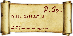 Pritz Szilárd névjegykártya